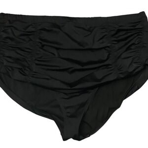 Swimsuits For All Womens Plus 24 Black High Waisted Ruched Bikini Bottoms